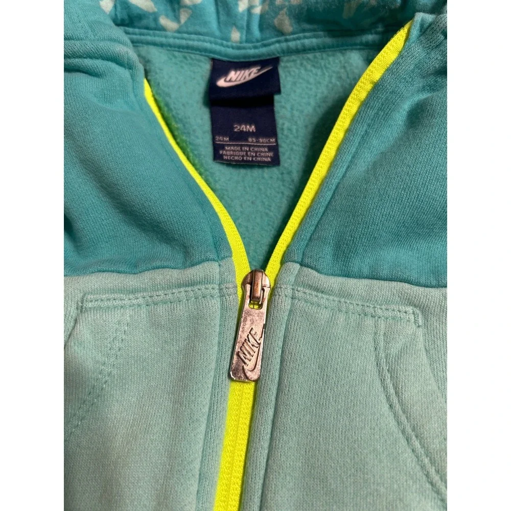 Nike Toddler Girls 24‎ Month Teal Mint Color Block Zip Up Hoodie Jacket
